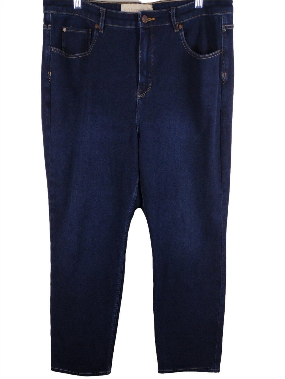 Soft Surroundings Blue Dark Wash Five Pocket High Rise Zip Up Straight Leg Jean